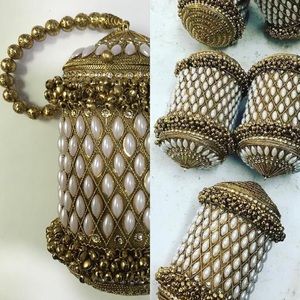 Moroccan oval shaped pearl clutch
